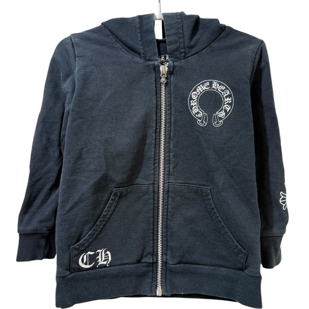 Chrome Hearts クロムハーツ ホースシュー CHクロス ジップアップ スウェットパーカー キッズ 子供服 4T ブラック キッズ 古着