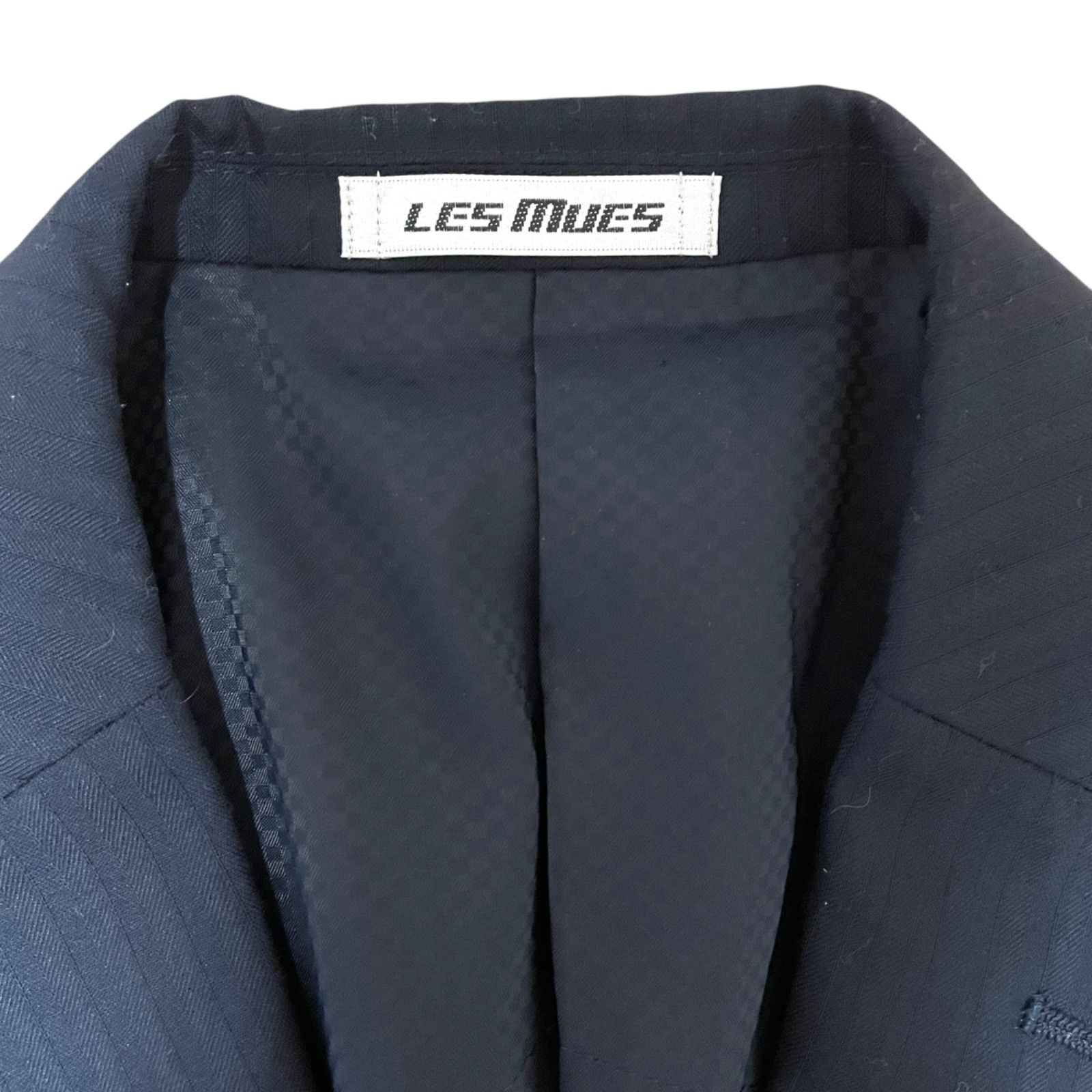 LES MUES レミュー3ピース ネイビー ストライプ セットアップ Y5 M リサイクル素材使用 洗える ストレッチ スリーピーススーツ 紺