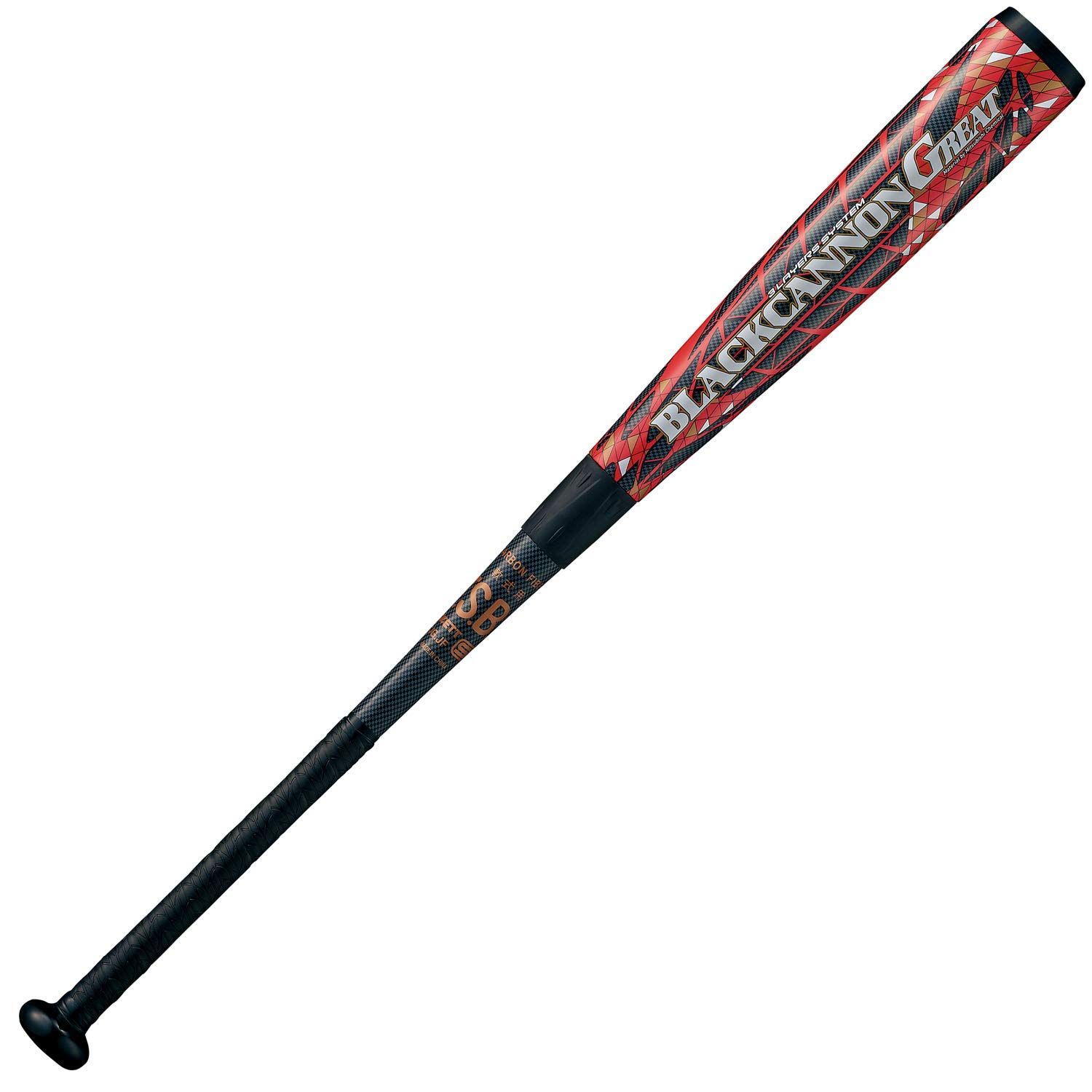 ZETT(ゼット) 軟式野球 バット ブラックキャノンGREAT FRP(カーボン)製 83cm 710g平均 ブラック×レッド(1964) 専用バットケース付き BC [ブラツク×レツド(1964)] [83cm/710g平均] [グリップテープ:ブラック]