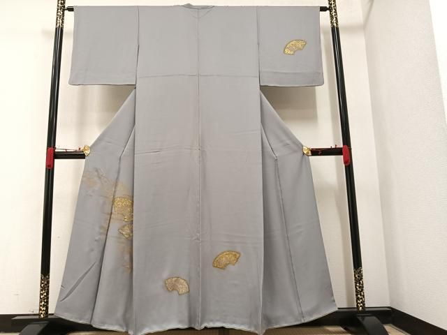 平和屋着物○訪問着 駒刺繍 道長地紙草花文 金彩 正絹 逸品