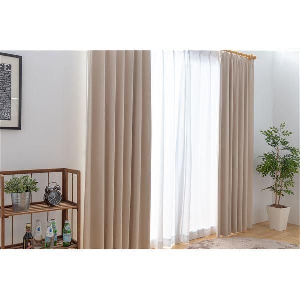 【値下交渉可】アイボリー ドレープカーテン　遮光一級150cm×185cm 1級遮光 遮熱 遮音 ドレープカーテン/遮光カーテン 〔幅150cm×丈250cm