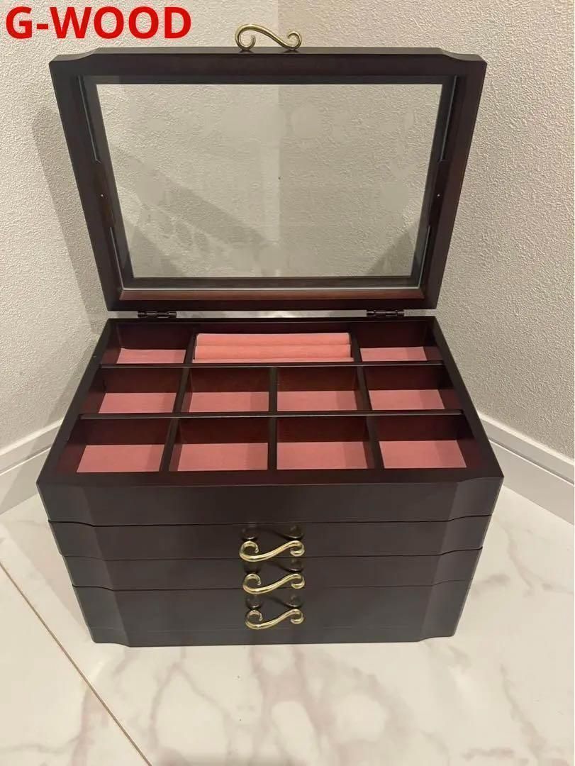 G-wood ダークブラウン ジュエリーボックス 宝石箱 小物入れ オリジナル