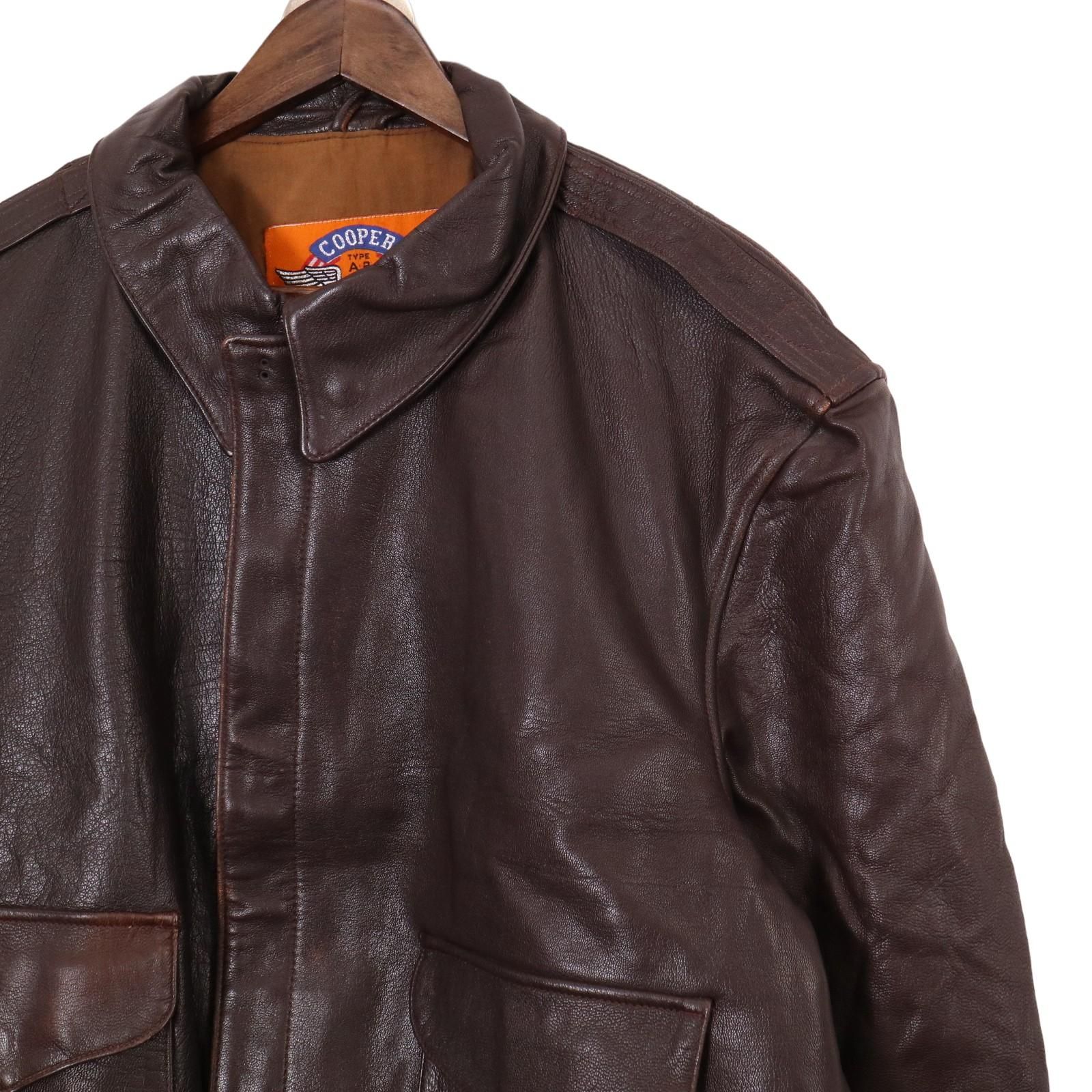 USA製 cooper レザージャケット A-2 ヴィンテージ 80s USA製 COOPERクーパー A-2 フライト レザージャケット 焦げ茶