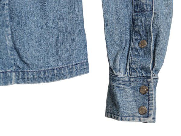 90s ラルフローレン デニム シャツ レディース M / オールド ポロ コットン 長袖シャツ ポニー無し ガチャポケ ショート丈 細身 無地 短丈 お得なクーポン配布中!】 90s ラルフローレン デニム シャツ