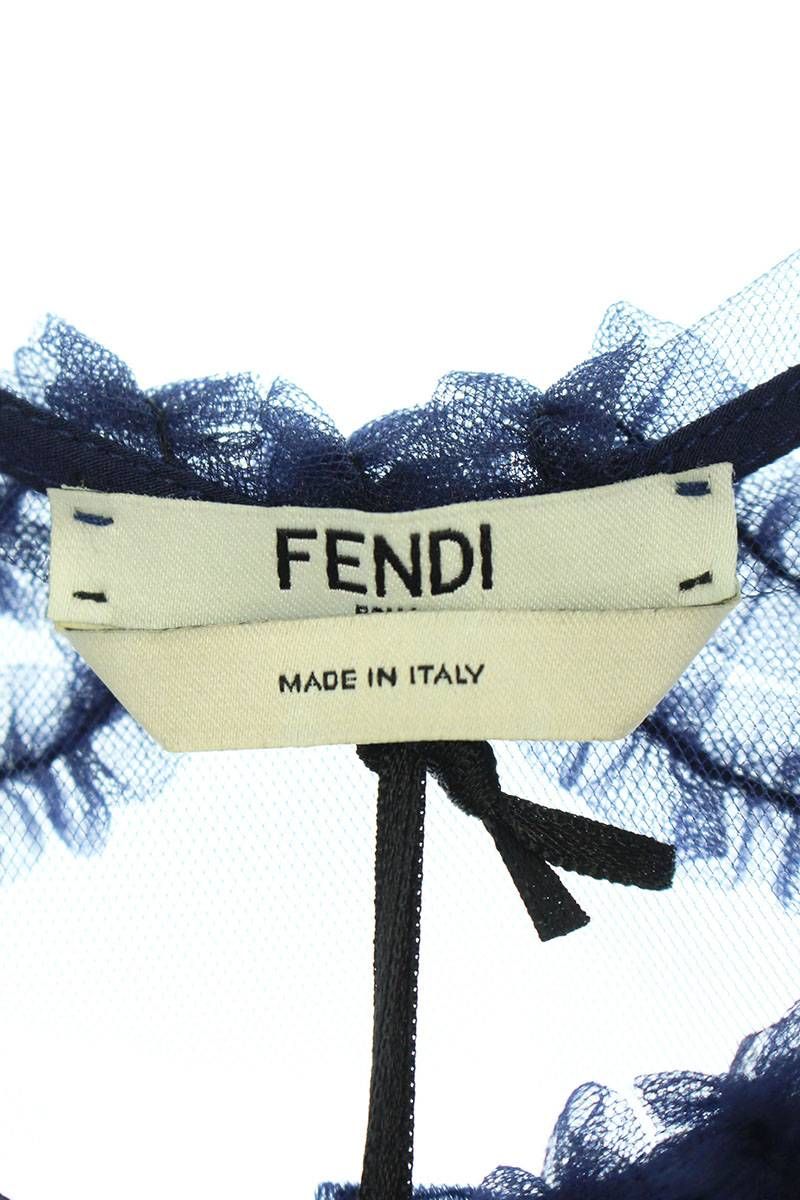 フェンディ FS7328 AC6Q ラウンドカラーインナー付きチュールブラウス  