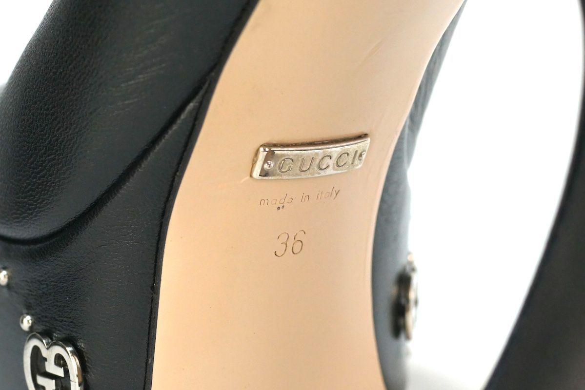  GUCCI グッチ platfprm slide sandal プラットフォーム サンダル レザー ブラック 約23 cm 740426 サンダル サンダル ミュール