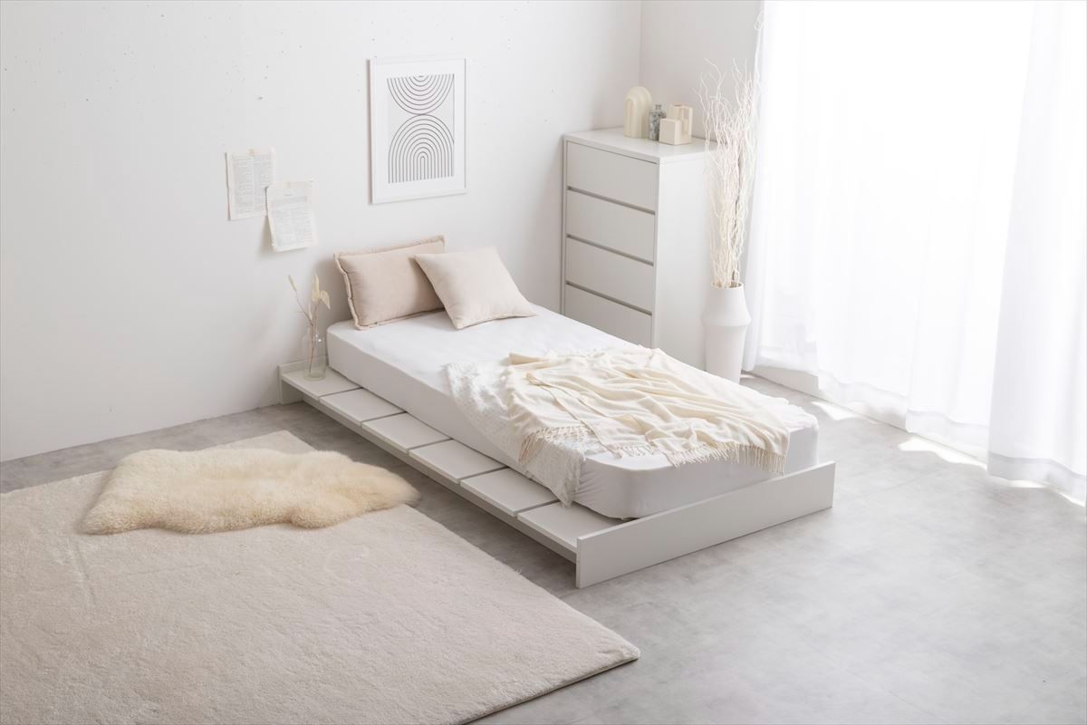 セミシングルショート Yuseong幅100cm幅広すのこローベッド ヘッドボードタイプ ボンネル