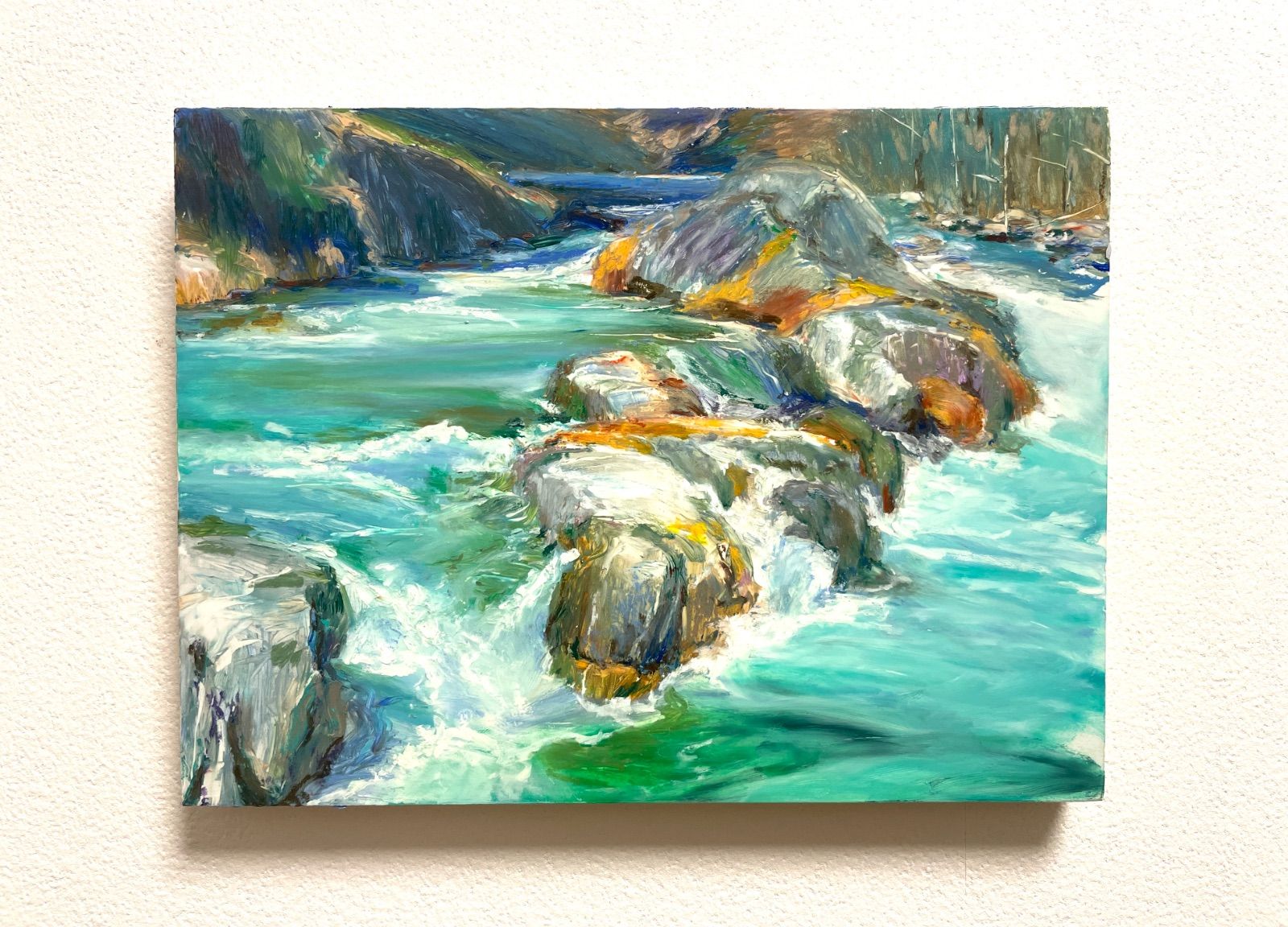 手描きオイルパステル画 手描きのオイルパステル画：花の雲景アート（6x8） - Etsy 日本