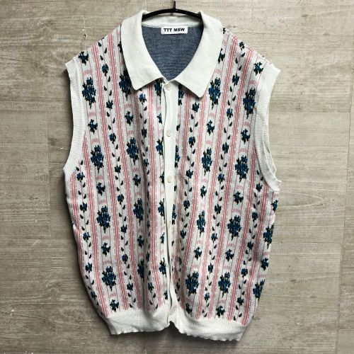 TTT_MSW ティー 22SS Flower Jacquard Knit Vest sizeL ホワイト