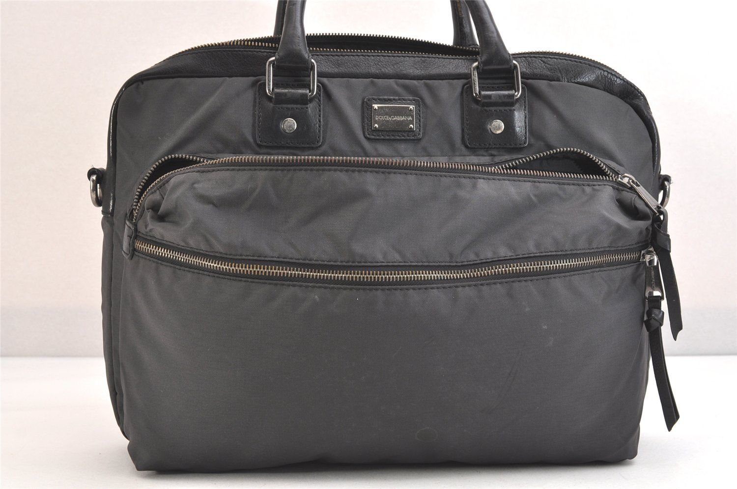 DOLCE-GABBANA ドルチェ-ガッバーナ ブリーフケース ビジネスバッグ ナイロン レザー ブラック ジャンク 2473N
