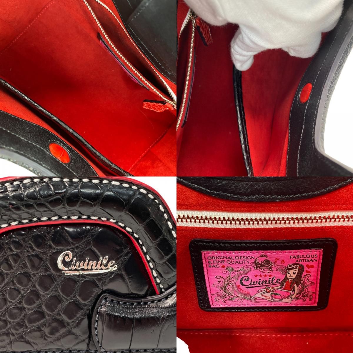 未使用 Civinile 2way マットクロコ ショルダー ハンドバッグ 未使用 チビナイル Civinile レディース 2way マットクロコ
