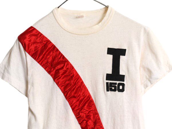 【お得なクーポン配布中!】 60s USA製 ラッセル サザン 半袖 Tシャツ M メンズ S ヴィンテージ 100% コットン カレッジ ワッペン ライン入り 一点物 シングルステッチ
