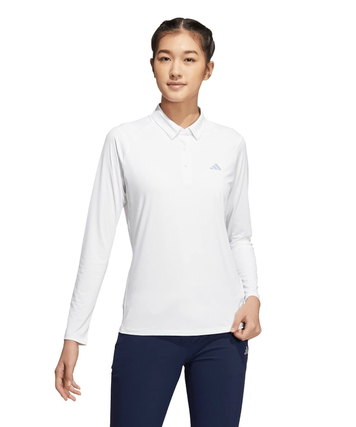 アディダス ストレッチ ライトウェイト長袖ボタンダウンシャツ EAU23 レディース adidas 2025春夏モデル 日本 XL ホワイト