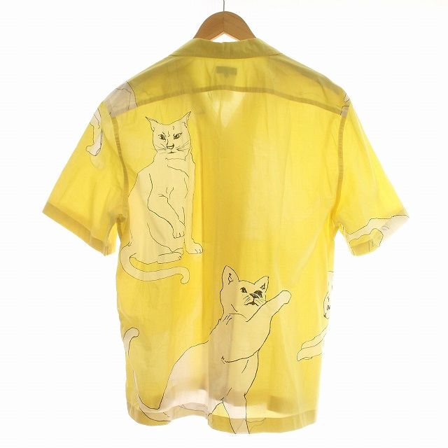 ポールスミスコレクション PAUL SMITH COLLECTION シャツ 半袖 猫 ねこ XL 黄色 イエロー /☆G