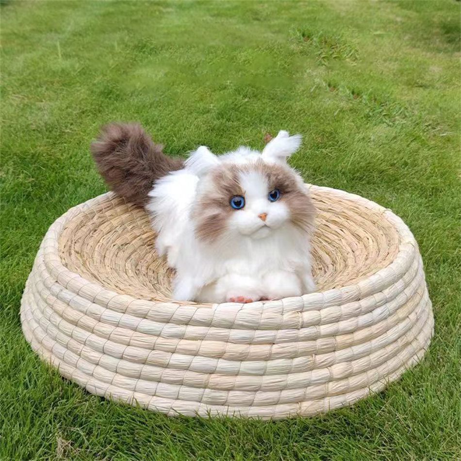 人気推薦◆直径50cmペット 天然わら製品 手工細工 ペット用 残り 猫 小型犬 ハンドメイド 猫 巣 犬 巣 編物 手編み 通気 涼しい