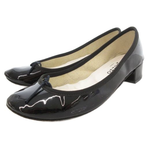 未使用 Repetto(レペット) エナメルパンプス レペット Repetto パンプス シューズ エナメル ローヒール 38 黒
