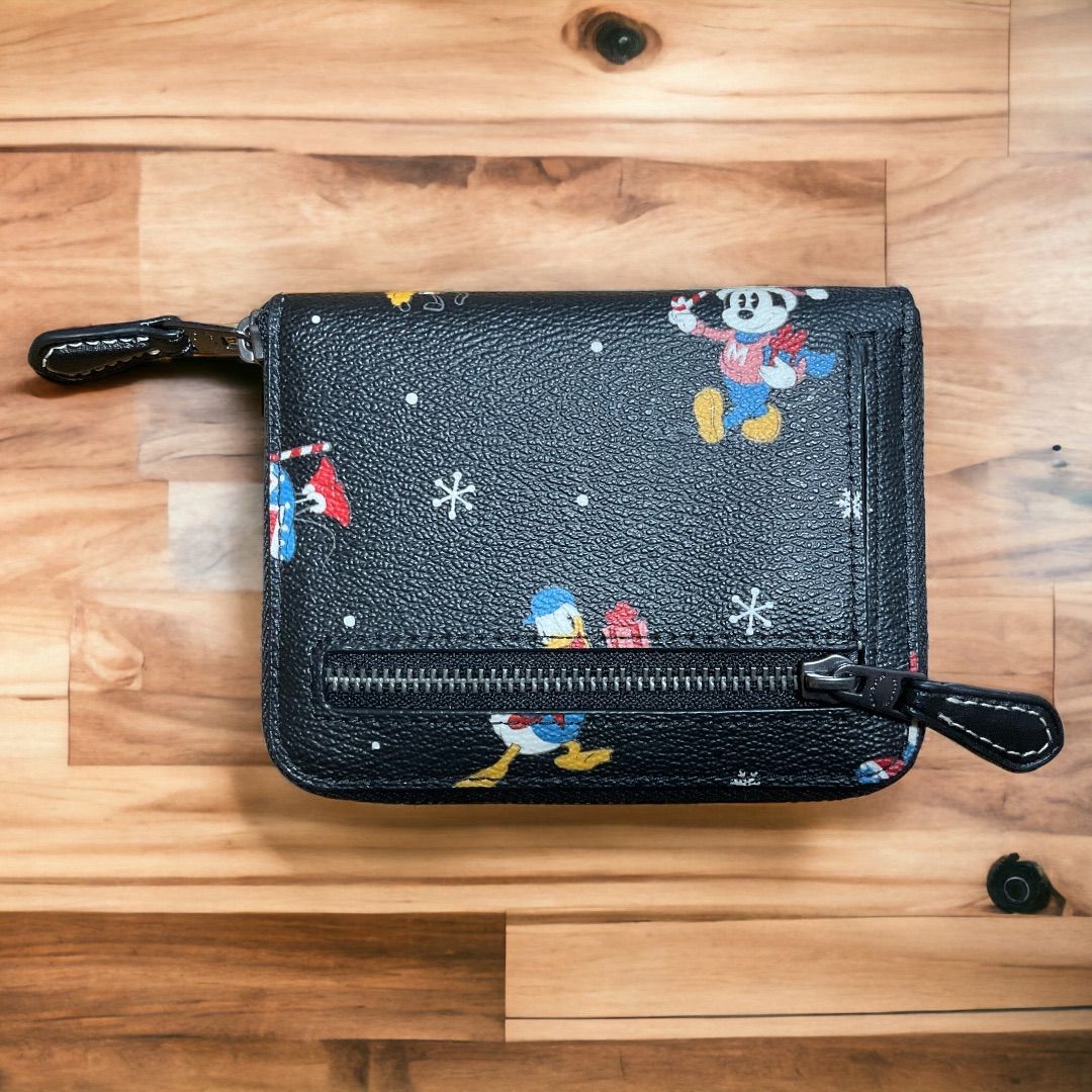 国内発送 COACH スモールジップアラウンド ウォレット ミッキー コーチ COACH コーチ レザー財布 COACH アウトレット ディズニー