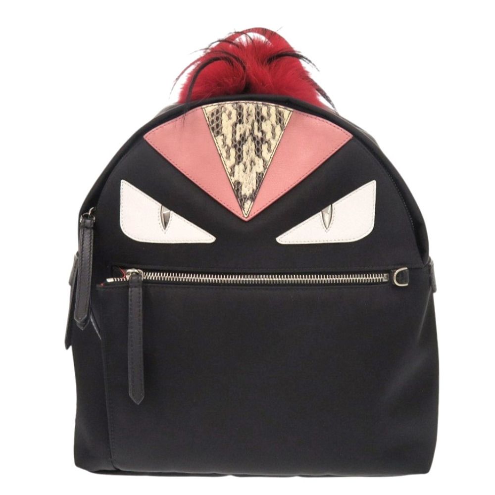 フェンディ モンスター バグズ バッグパック 8BZ035 ナイロン|パイソン ブラック リュック 黒 0464 FENDI