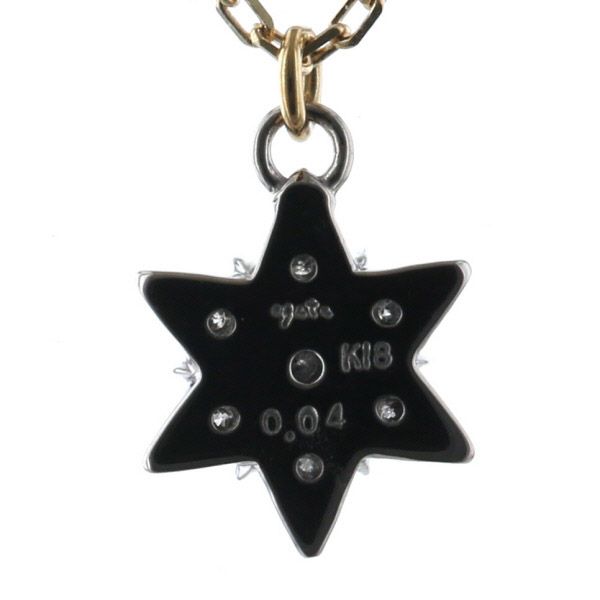 agete アガット ダイヤモンド パヴェ ネックレス K18YG 0.04ct 