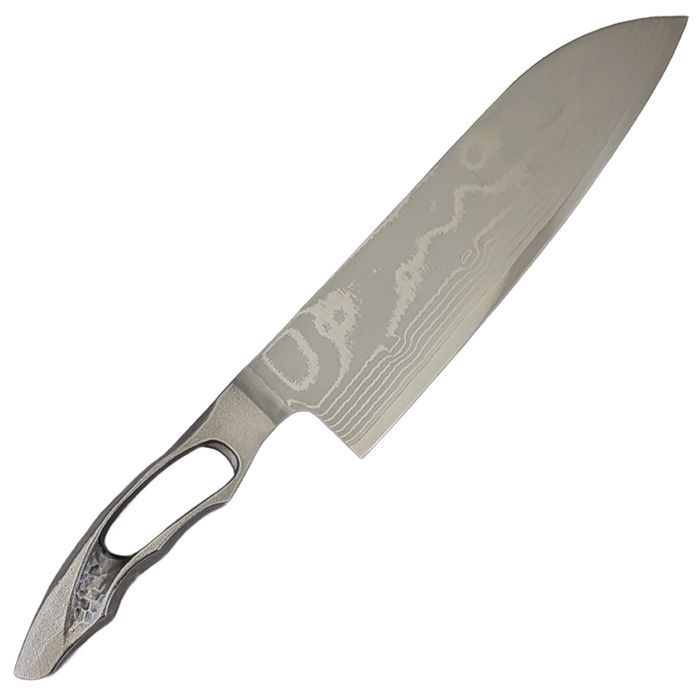 V金10号割込 三徳包丁 17層鋼ダマスカス鋼 ステンレス共 包丁 2.0mm厚