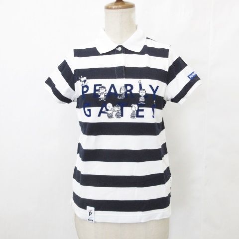 PEARLY GATES - パーリーゲイツ　ポロシャツ　スヌーピー パーリーゲイツ×PEANUTS 半袖ポロシャツ グリーン×ネイビー