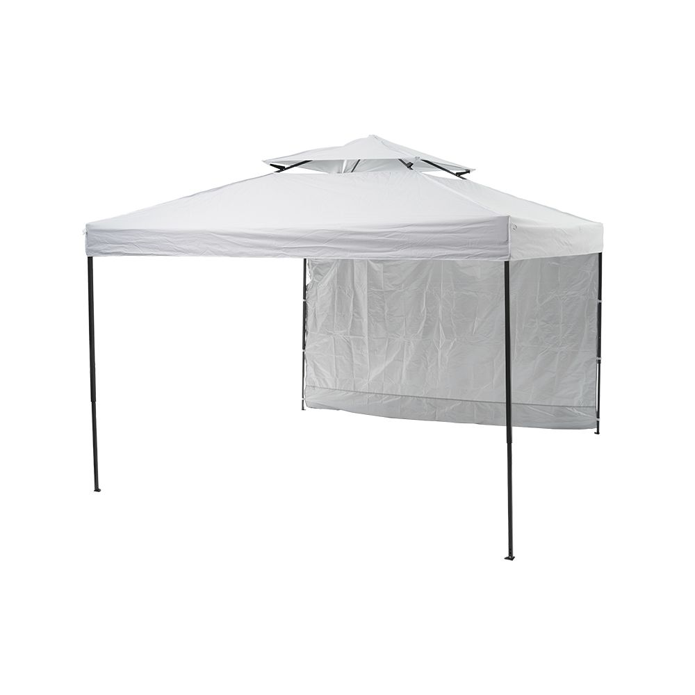 ホワイト】タープテント 3m サイドシート4枚付 UV加工 撥水 ワンタッチ