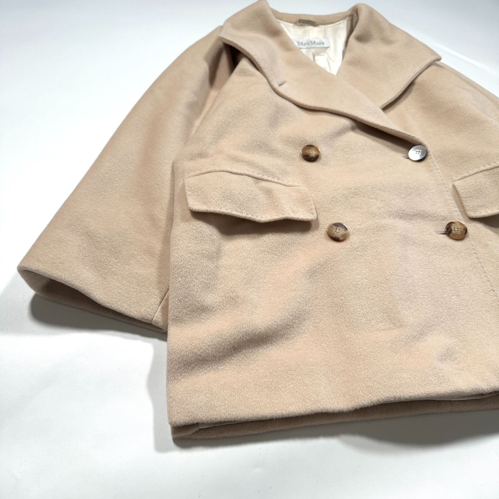 Max Mara マックスマーラ 白タグ 2way ミドル コート ビッグカラー 