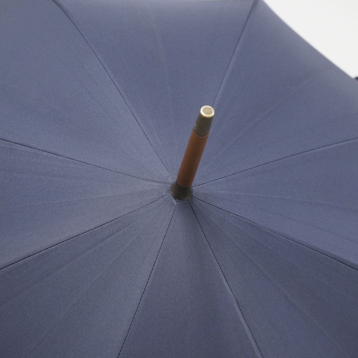 紳士傘 FOX UMBRELLA フォックスアンブレラ USED美品 傘 メンズ 木目ライト タモ 無地 ネイビー 紺 高級 64cm S1455