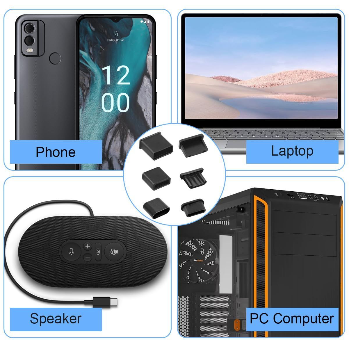 Xiatiaosann USBポート 防塵保護キャップ カバー マイクロUSB