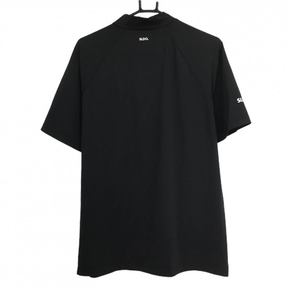 美品】エスルド 半袖ハイネックシャツ 黒 ネックロゴ白 メンズ XL