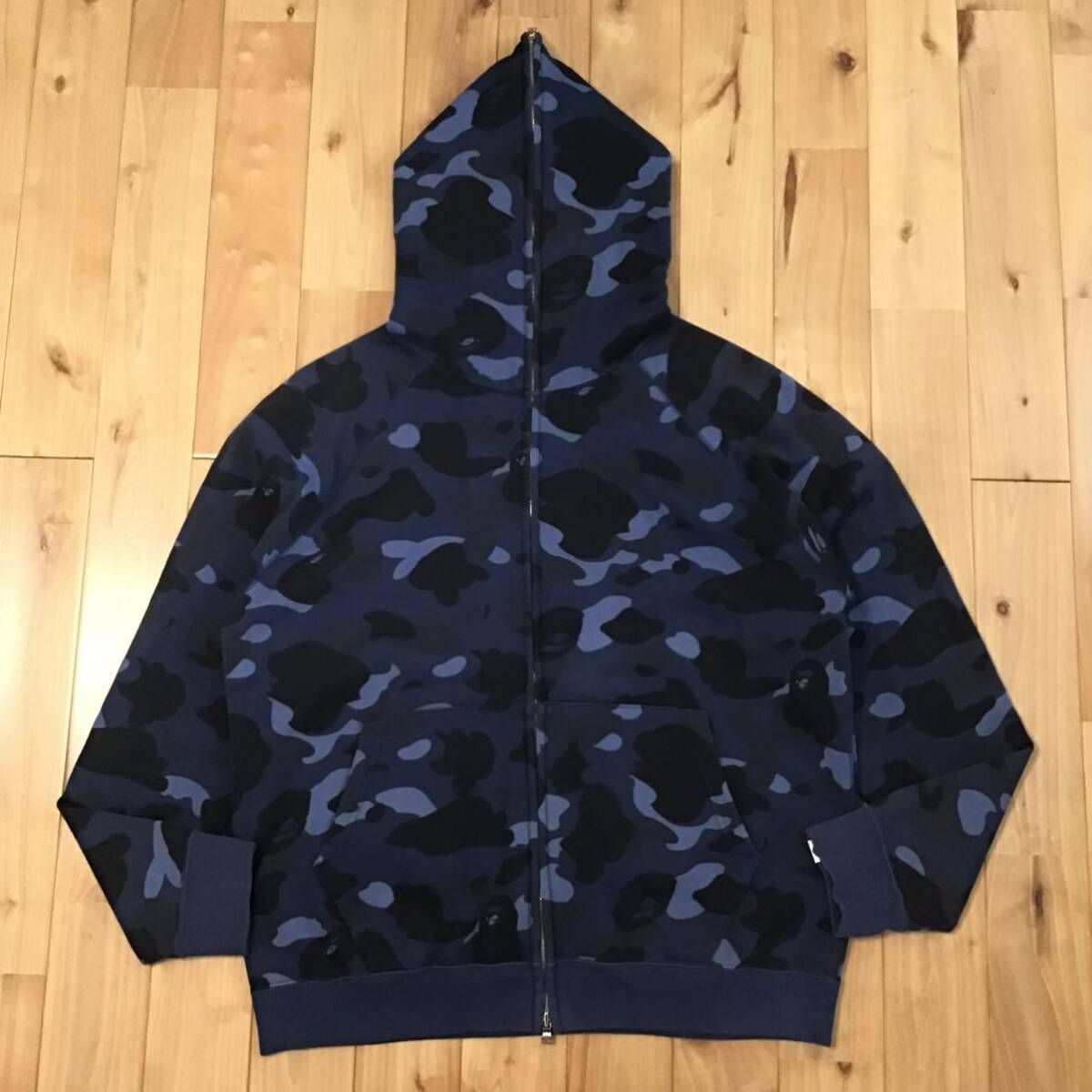 Blue camo フルジップ パーカー Mサイズ a bathing ape BAPE full zip