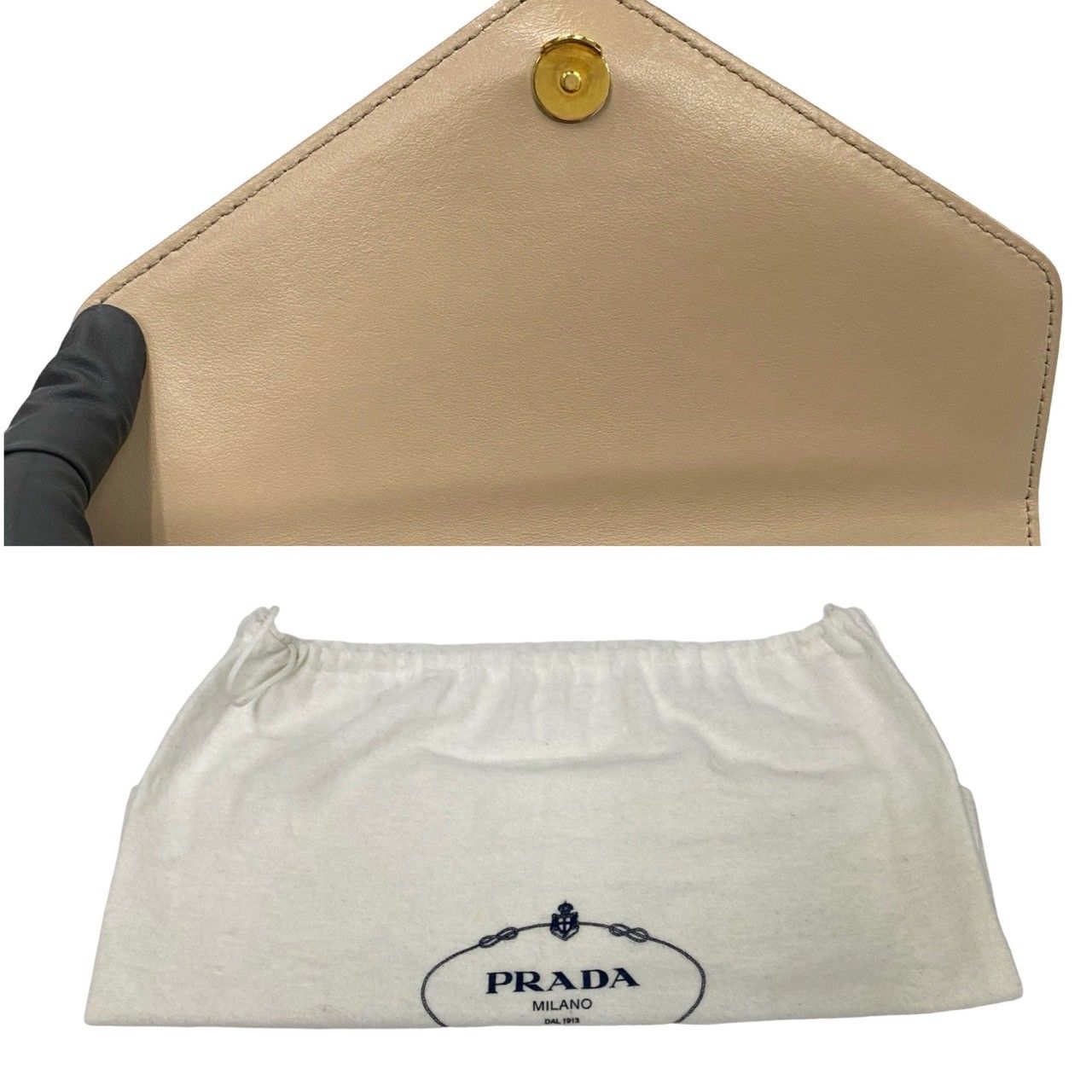 極 美品 袋付き PRADA プラダ 三角ロゴ 金具 サフィアーノ レザー 本革