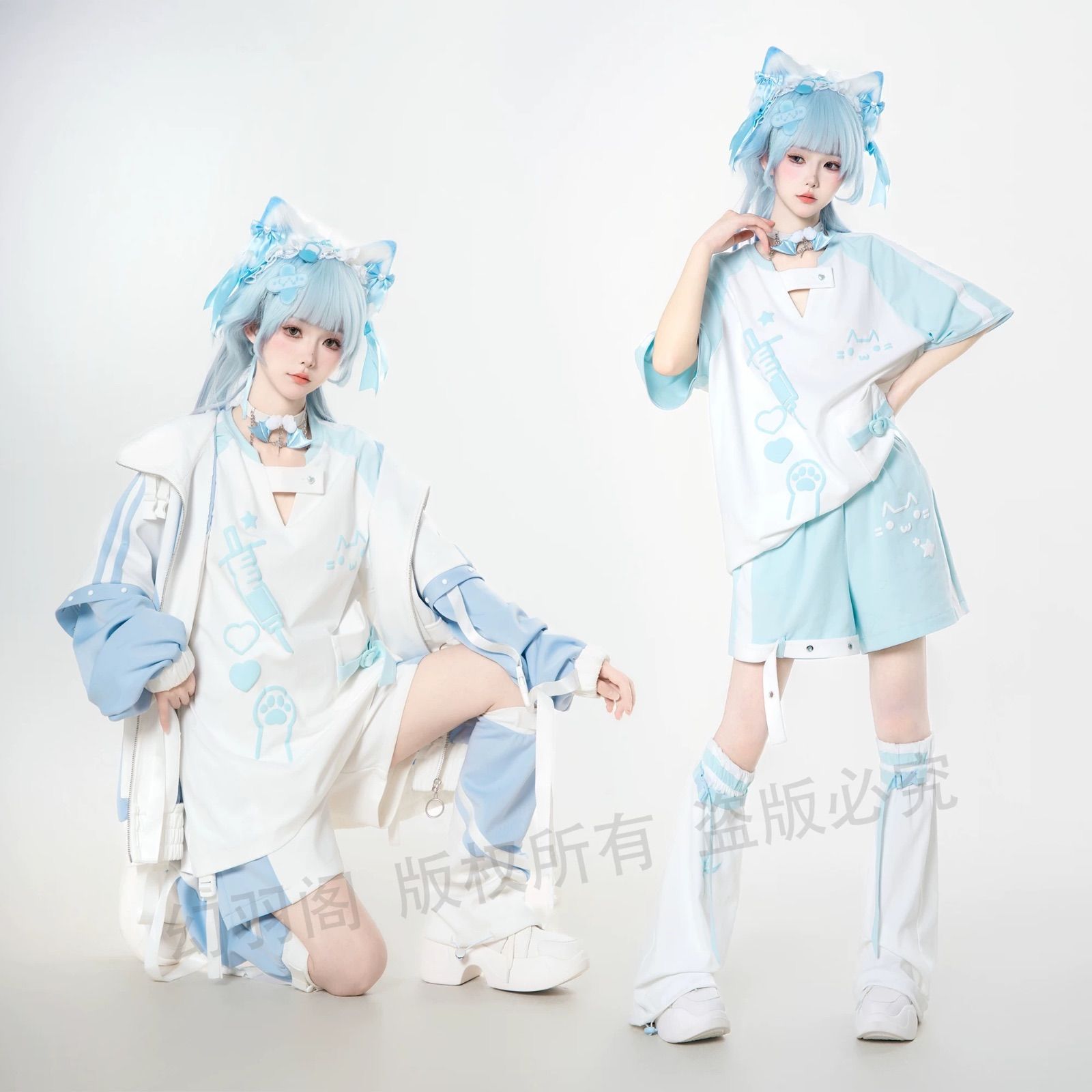 ✨3点セットアップ✨ 天使界隈 水色界隈 地雷系 量産型 ゲーミング猫