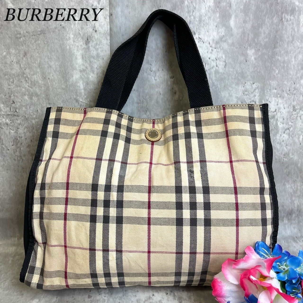 BURBERRYバーバリー トートバッグ ノバチェックA4収納 肩掛け 破けなし 
