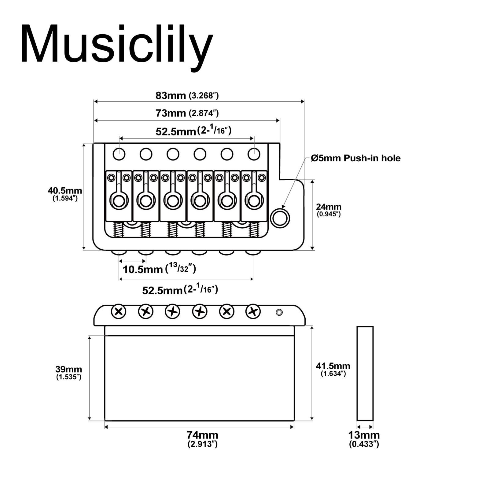 人気商品】Musiclily Ultra 10.5mmピッチ フルブラス製 6ネジ PRS