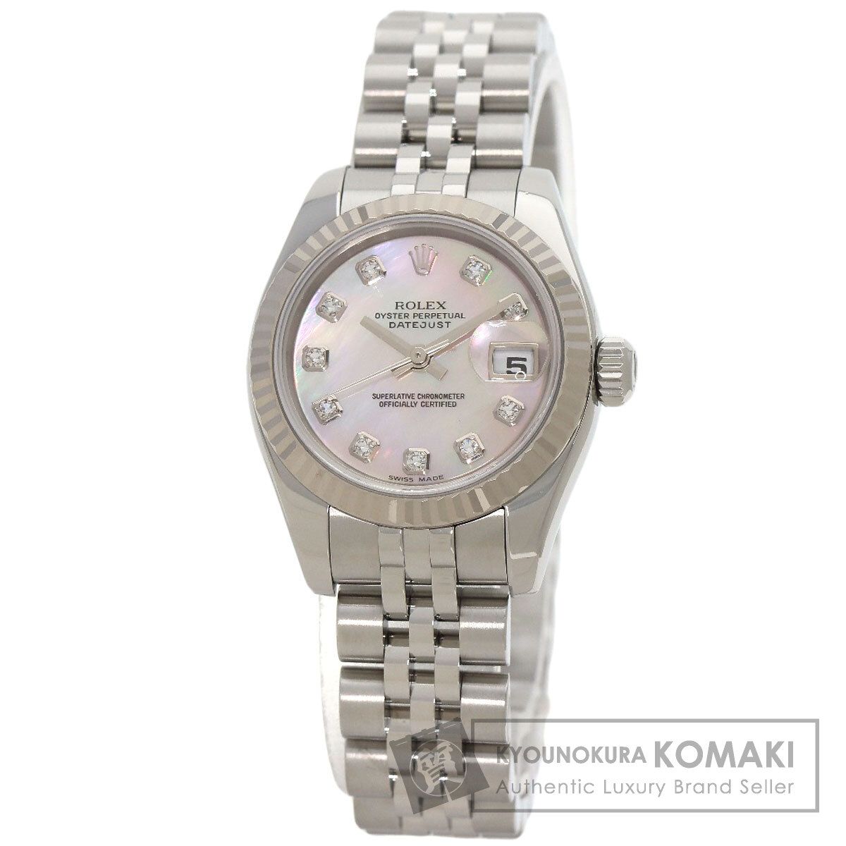 ROLEX ロレックス 179174NG デイトジャスト 10P ダイヤモンド 腕時計 SS SS K18WG レディース