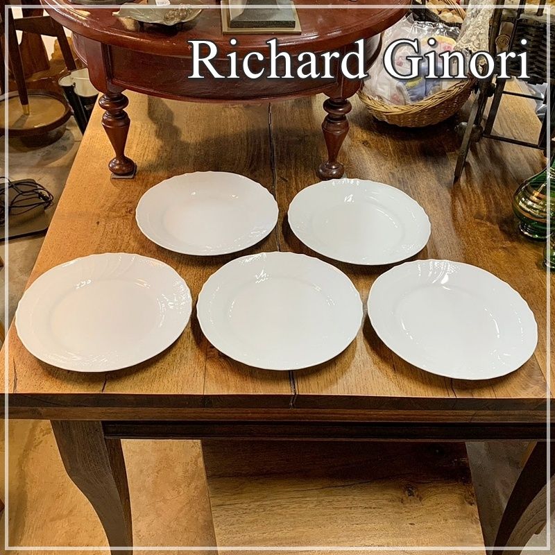 リチャードジノリ ベッキオホワイト ディナープレート 24.5cm 5枚セット 丸皿 平皿 ラウンド Richard Ginori パスタプレート  大皿 白色 ジノリ1735 イタリア【RU0315-2】