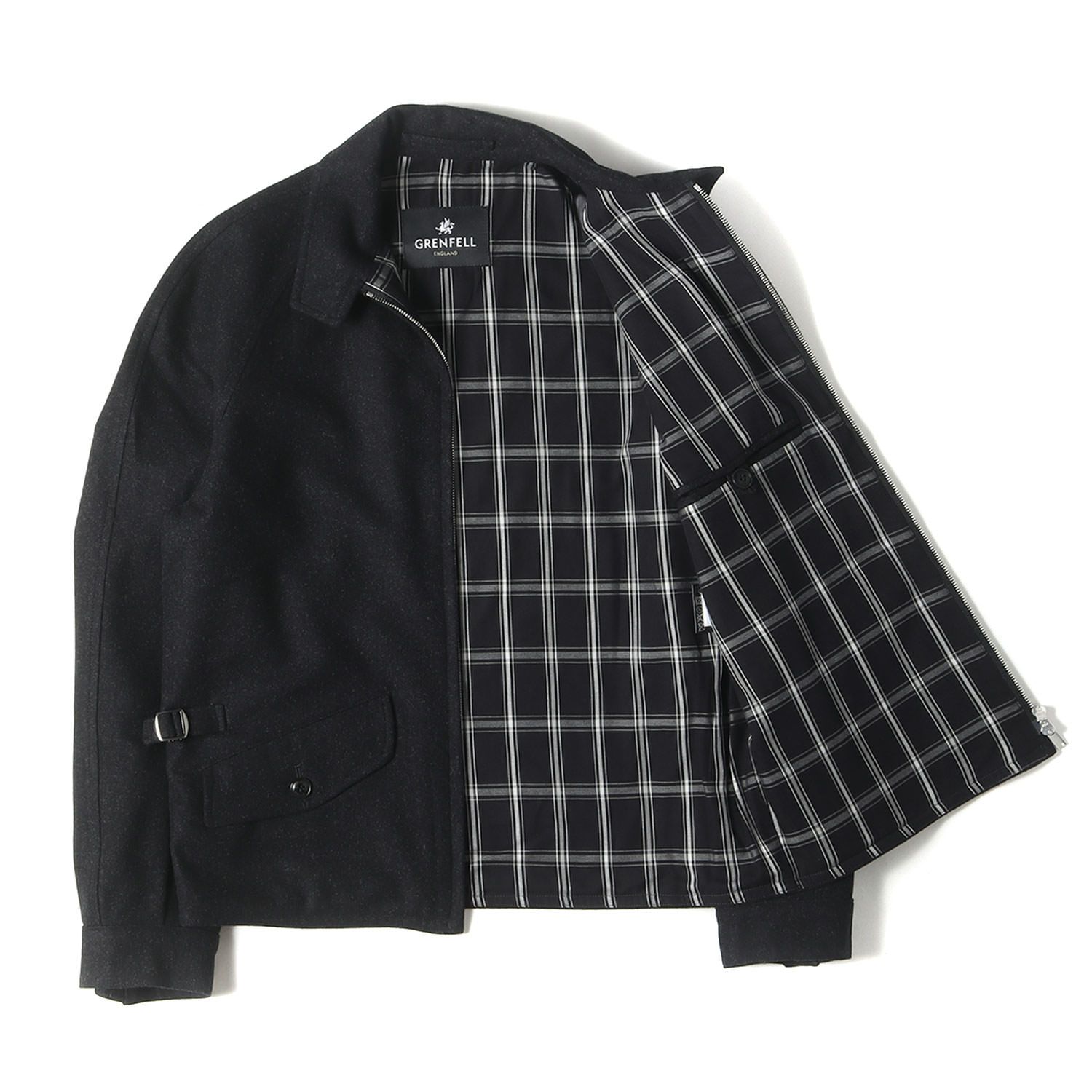 【極美品】GRENFELLグレンフェル36ウール ネイビー英国製　スイングトップ GRENFELL グレンフェル ブルゾン サイズ:36 ドッグイヤーカラー