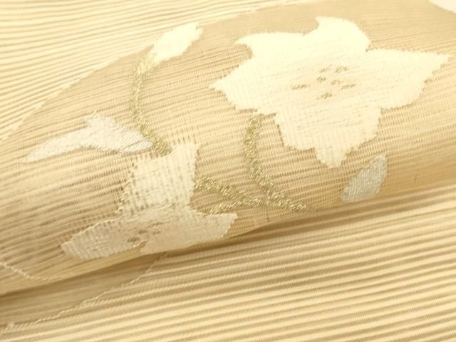 平和屋着物○綴れ 八寸名古屋帯 枝花文 金銀糸 正絹 逸品