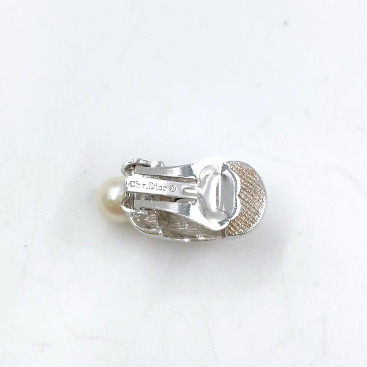 Christian Dior ラインストーン パール メタル×ラインストーン×フェイクパール オフホワイト×シルバー イヤリング SIROKUMA-CORPORATION_COM