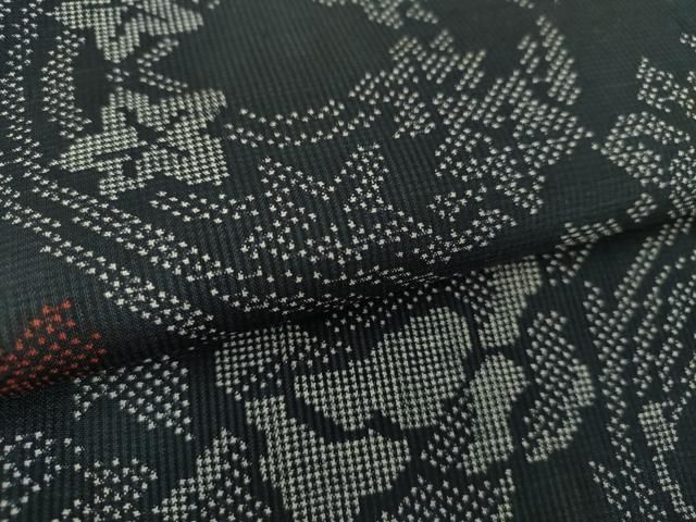 平和屋着物○本場大島紬 7マルキ 花丸文 正絹 逸品 AAAV9412ph