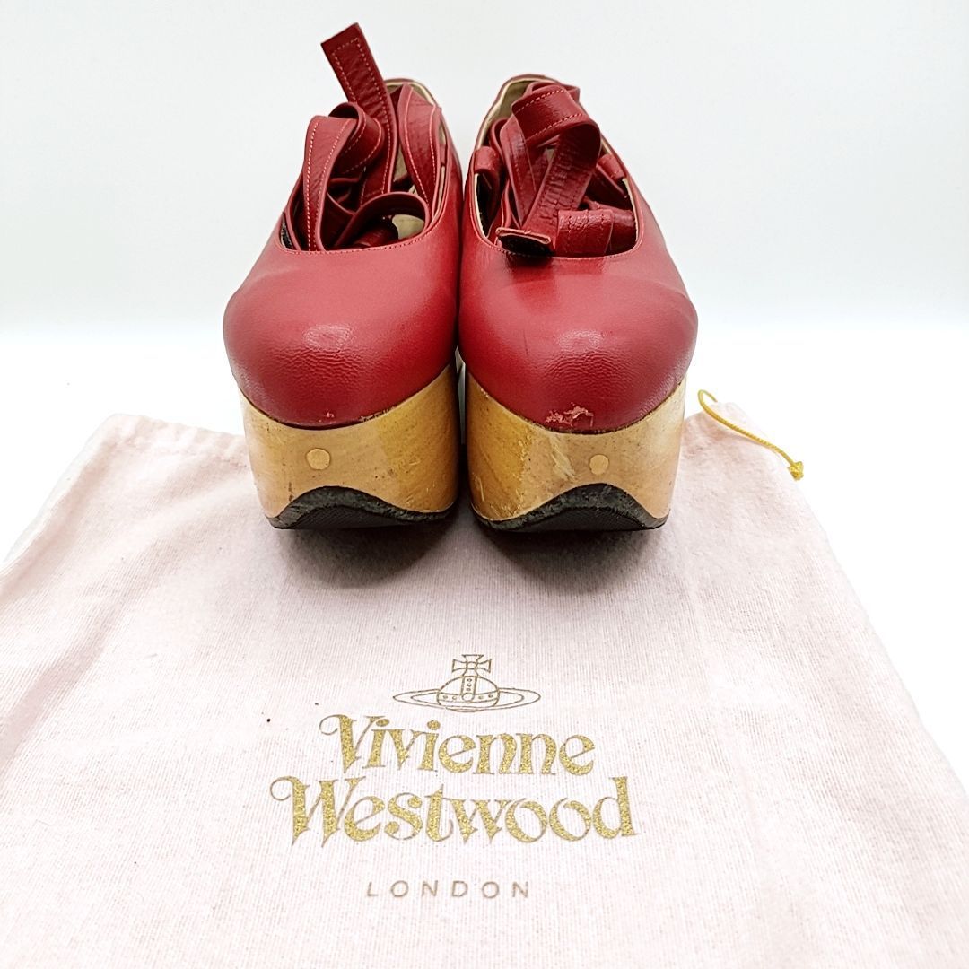 Vivienne Westwood ヴィヴィアンウエストウッド ロッキンホース バレリーナ レッド 赤 厚底 ヒール高さ7.5cm レザー×ウッド  UK4 - メルカリ