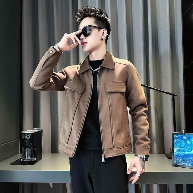 春 コーデ メンズ 用 服 シンプル ファッション オシャレ 大人 かっこいい 大きいサイズ ストリート 紳士服 ワークポケット ジャケット スエード カジュアル トップス