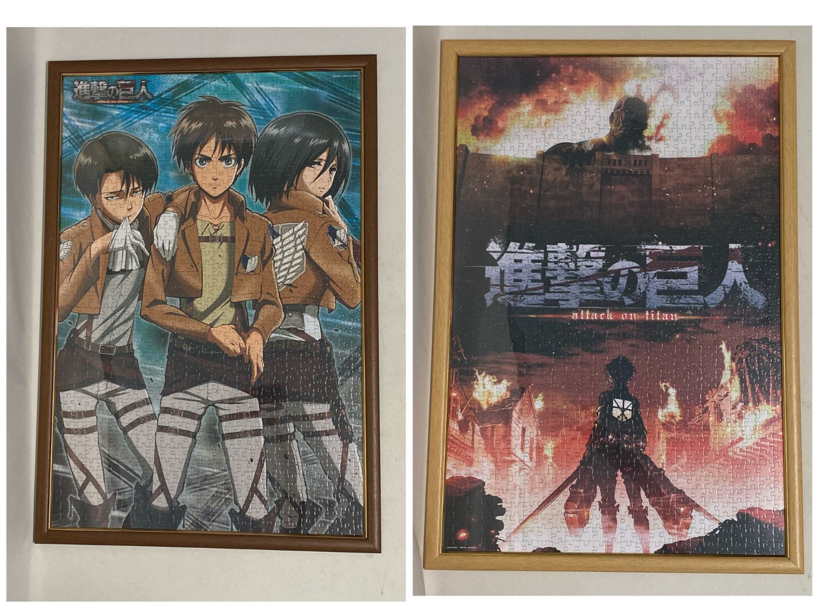 進撃の巨人パズル(完成品) 浜館43-1059】 進撃の巨人 パズル 完成品 2個セット 【中古品