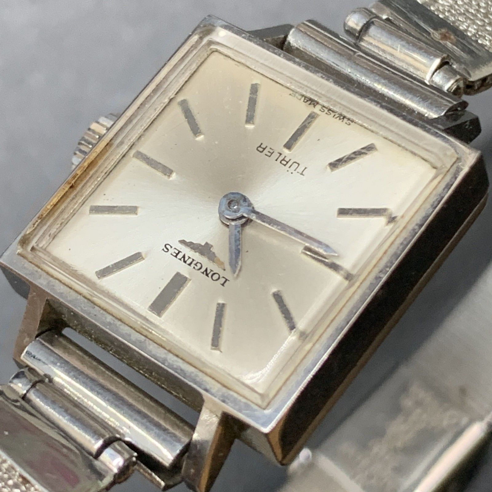 N344可動 LONGINES 手巻き腕時計 スクエア文字盤 アイボリー