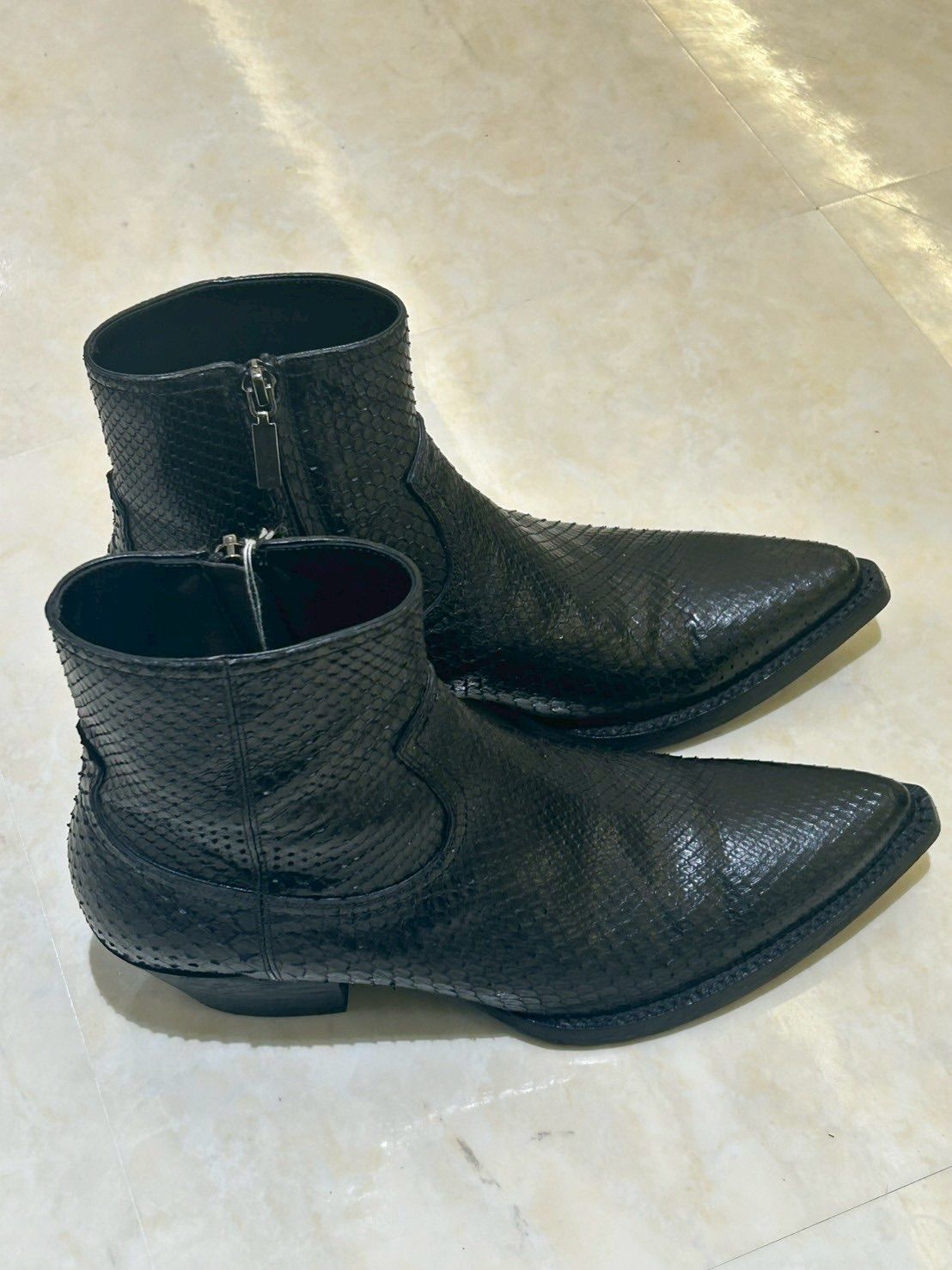 Saint Laurent サンローラン パイソンヒールブーツ size42 サンローラン(SAINT LAURENT)サンローラン ヒールショートブーツ