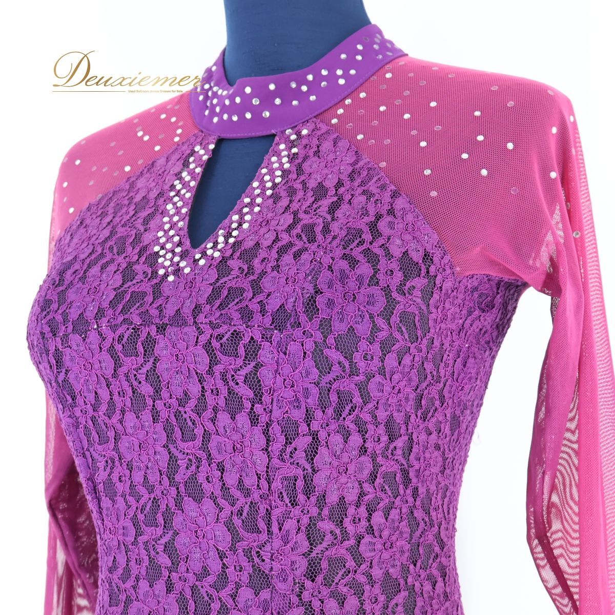 【美品 社交ダンス衣装】パープル elegance fashion ワンピース 社交ダンス 衣装 スタンダード スタンダードドレス ワンピース