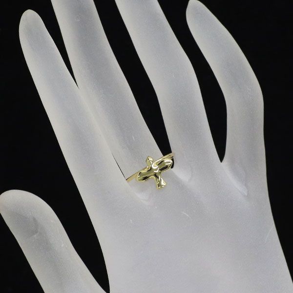 磨き済】ティファニー K18YG バードクロス リング 10.5号 6678