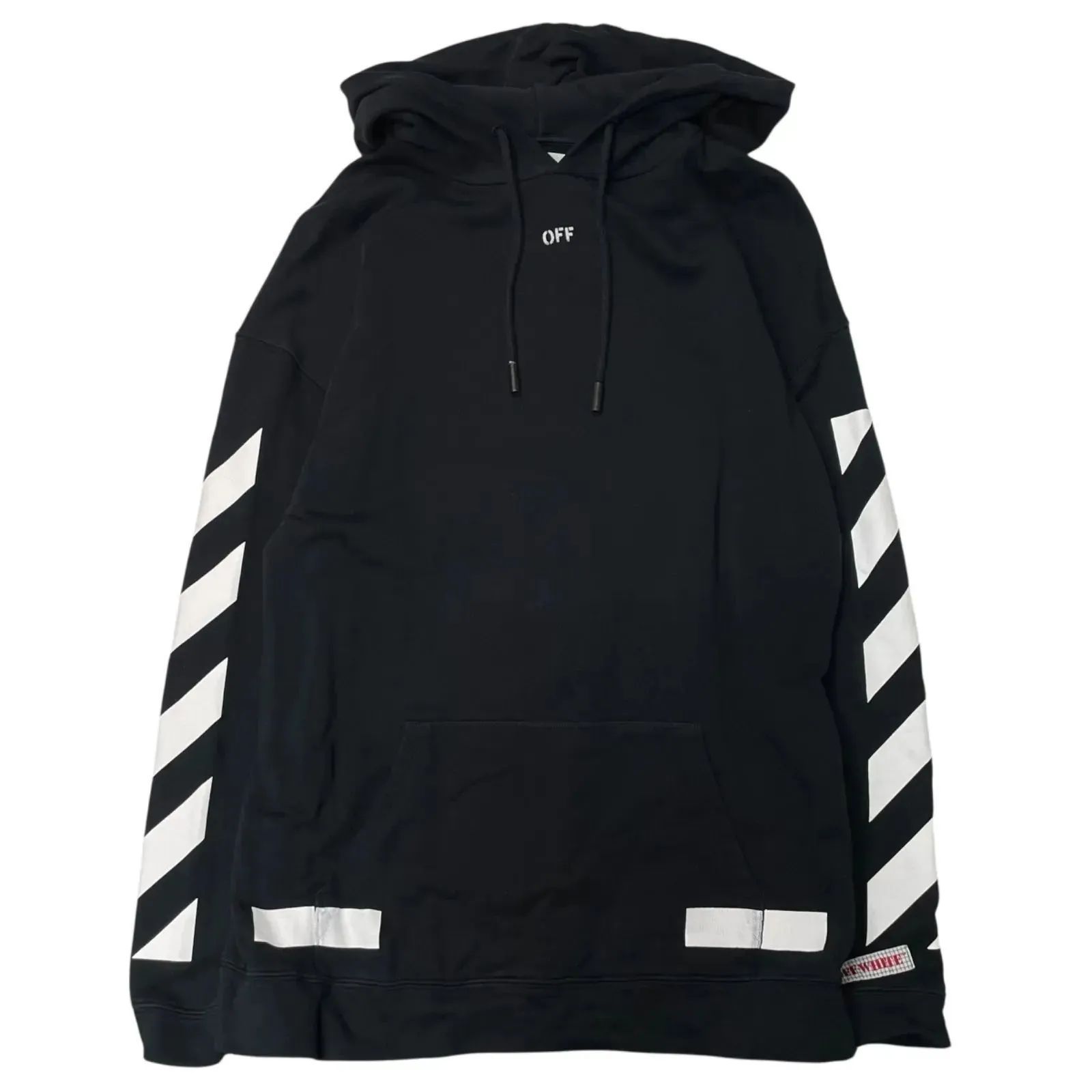【関税&送料込】Off-White Black Hoodie With Logo Print Off-White logo-print Cotton Hoodie | Black | FARFETCH