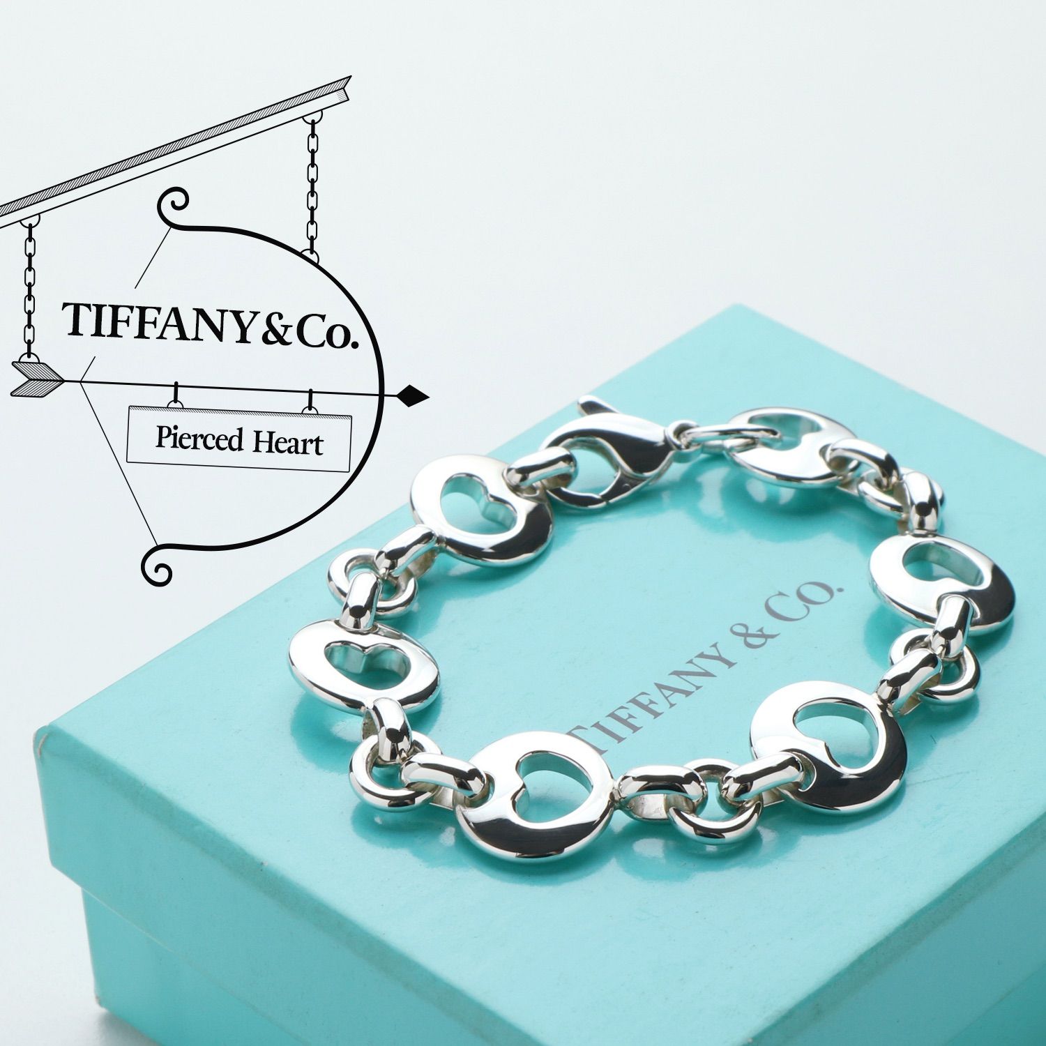 TIFFANY&Co. ヴィンテージ ピアスド ハート ブレスレット Ag925-